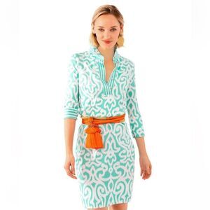 Gretchen Scott ladies everywhere arabesque shirt dress DIVA XXXL 18 Aqua White